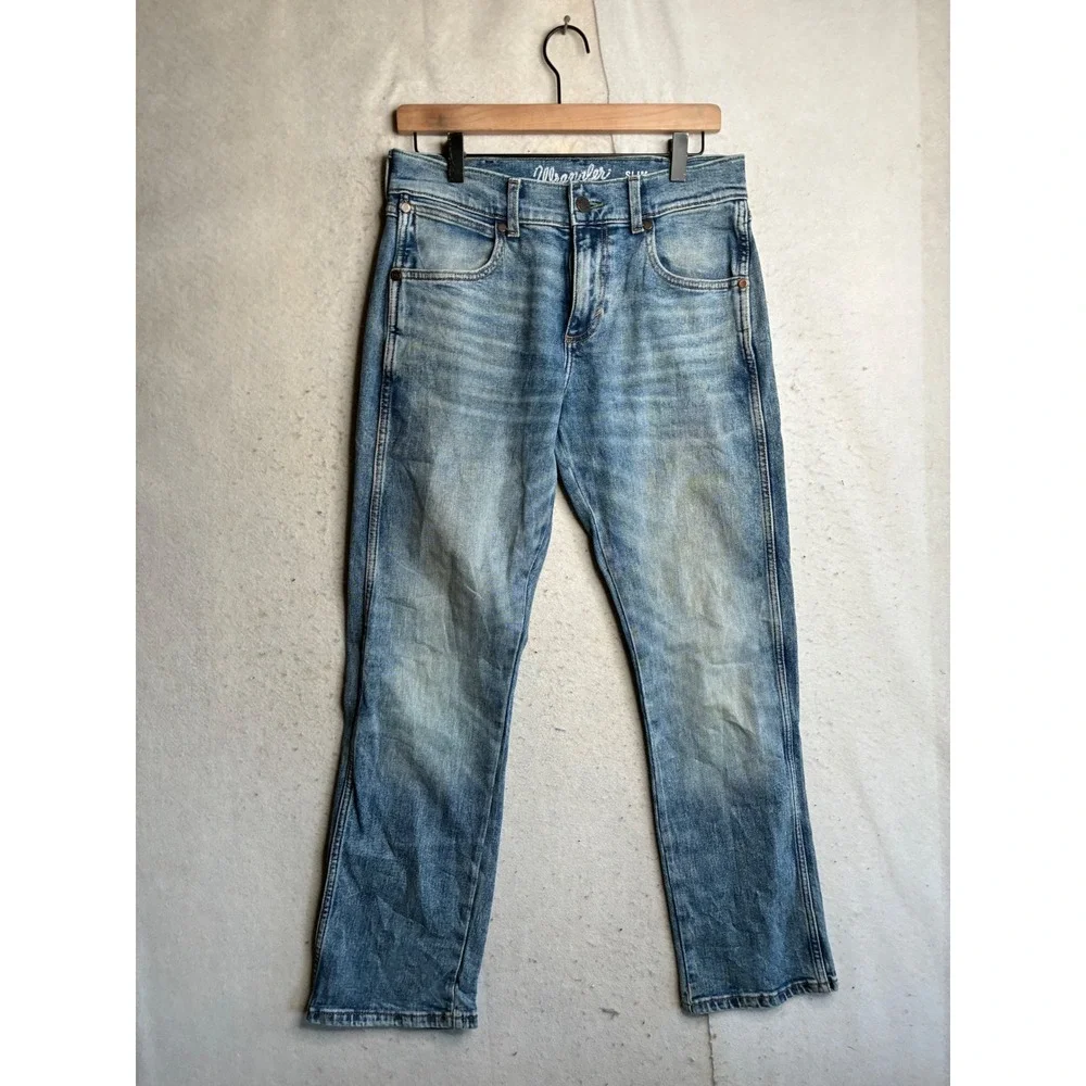 Wrangler Retro Slim Straight Mens Jeans 29x30 Medium Wash Blue 112344448